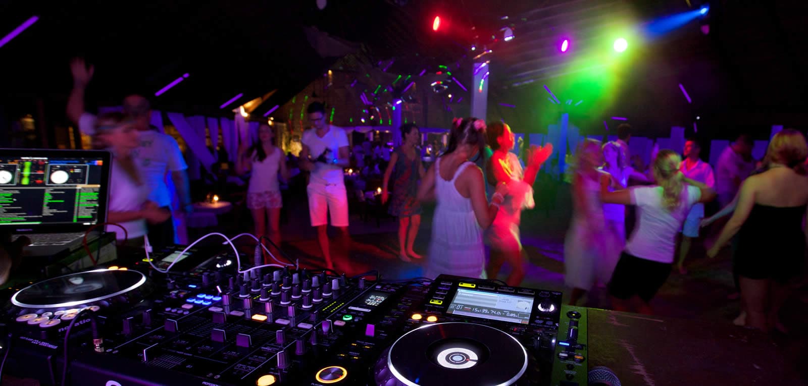 DJ setup and club lights